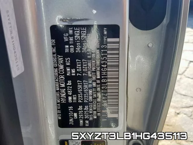 5XYZT3LB1HG435113 фото 2