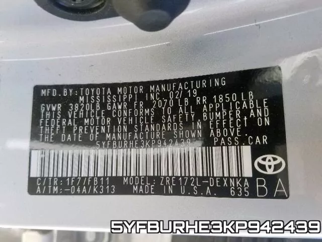 5YFBURHE3KP942439 фото 2