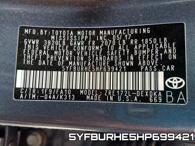 5YFBURHE5HP699421 фото 2