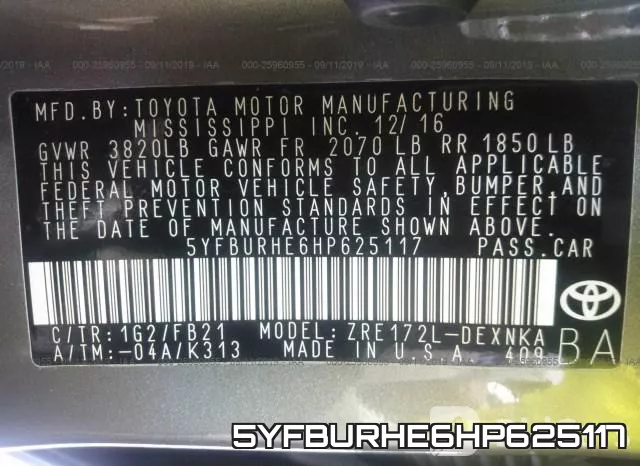 5YFBURHE6HP625117 фото 10