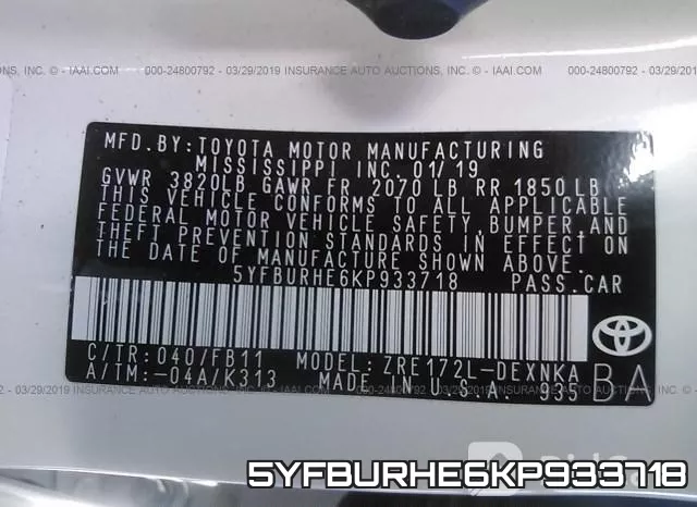 5YFBURHE6KP933718 фото 10