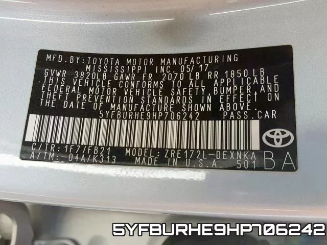 5YFBURHE9HP706242 фото 2
