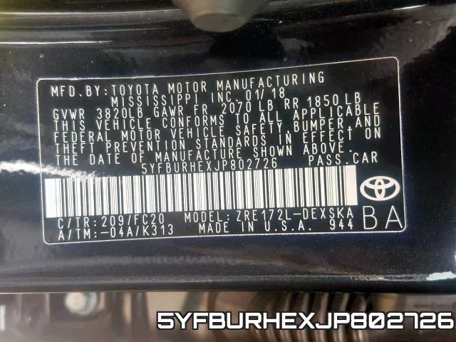 5YFBURHEXJP802726 фото 2