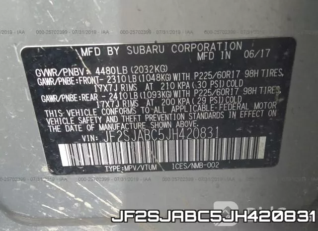 JF2SJABC5JH420831 фото 10