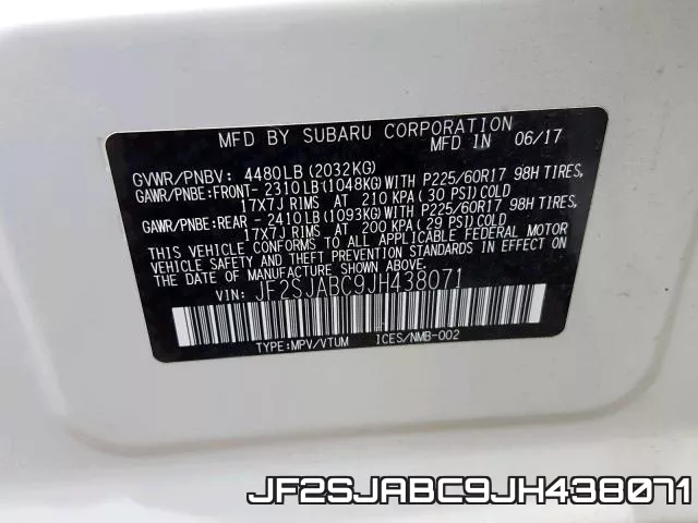 JF2SJABC9JH438071 фото 2