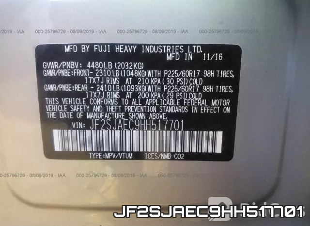 JF2SJAEC9HH517701 фото 10