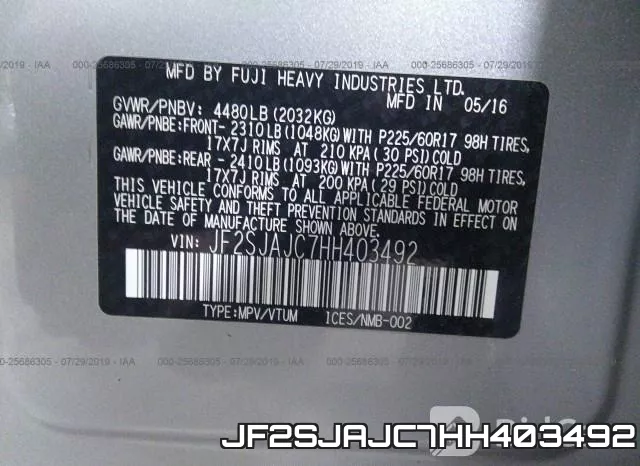 JF2SJAJC7HH403492 фото 10