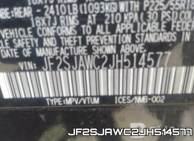 JF2SJAWC2JH514577 фото 10