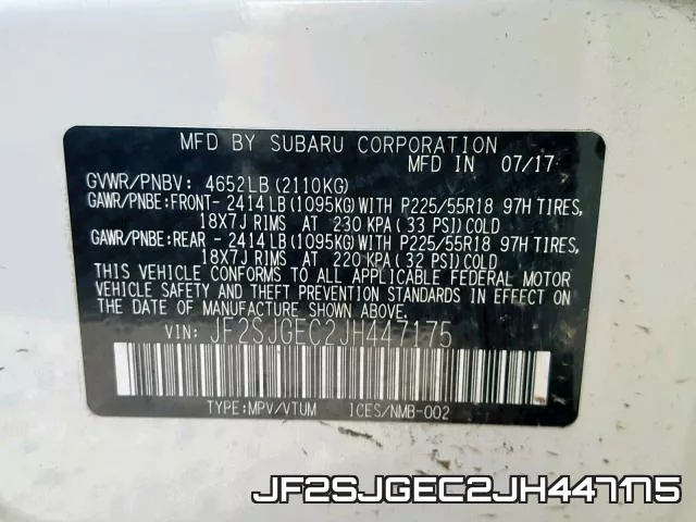 JF2SJGEC2JH447175 фото 2