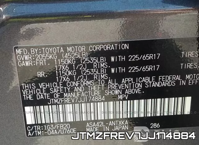 JTMZFREV7JJ174884 фото 9