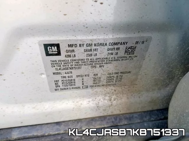 KL4CJASB7KB751337 фото 2