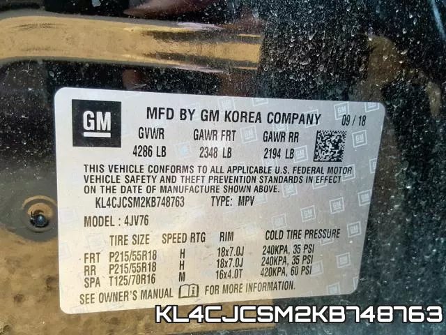 KL4CJCSM2KB748763 фото 2