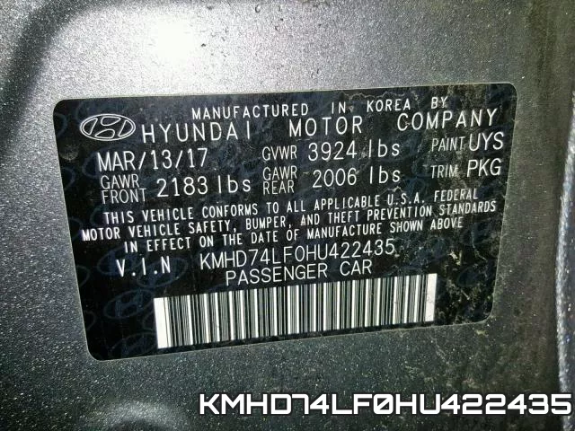 KMHD74LF0HU422435 фото 2