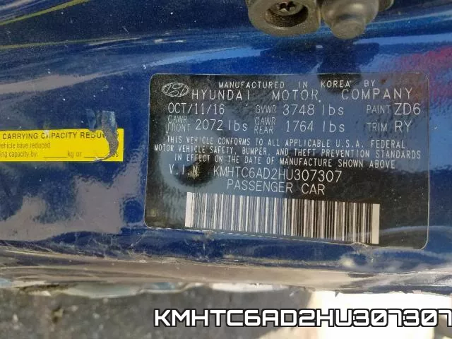 KMHTC6AD2HU307307 фото 2