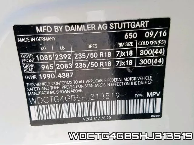 WDCTG4GB5HJ313519 фото 2