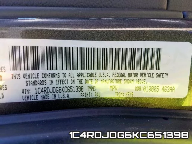 1C4RDJDG6KC651398 фото 2