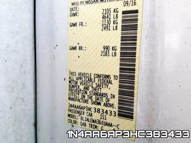 1N4AA6AP3HC383433 фото 2