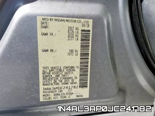 1N4AL3AP0JC241782 фото 2