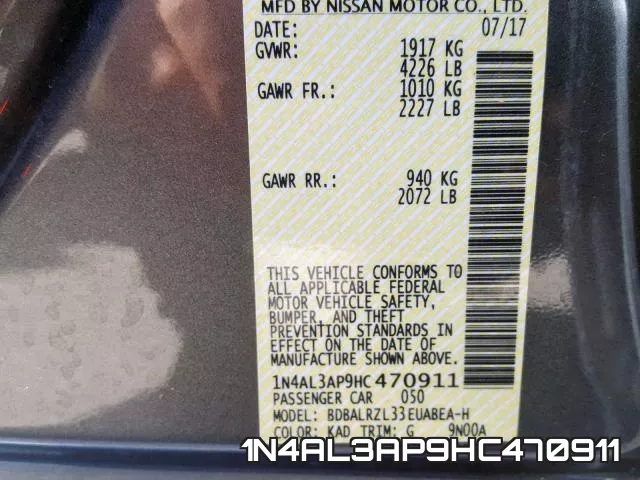 1N4AL3AP9HC470911 фото 2