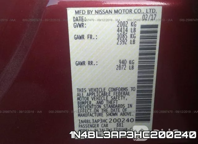 1N4BL3AP3HC200240 фото 10