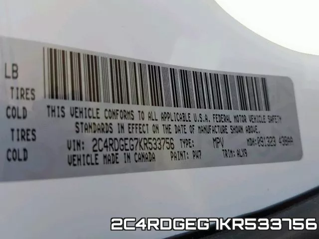 2C4RDGEG7KR533756 фото 2