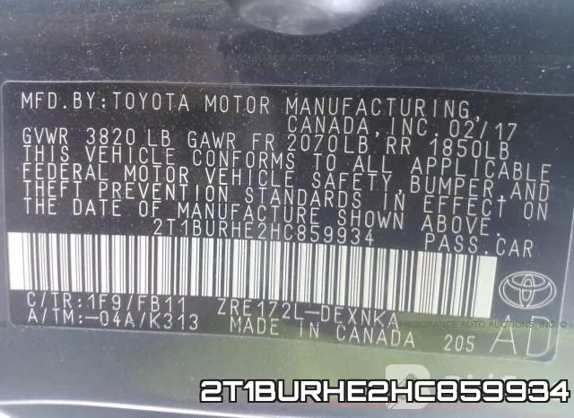 2T1BURHE2HC859934 фото 10