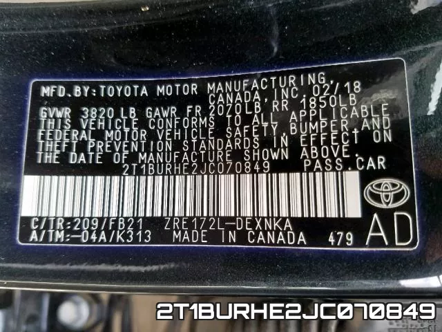 2T1BURHE2JC070849 фото 2