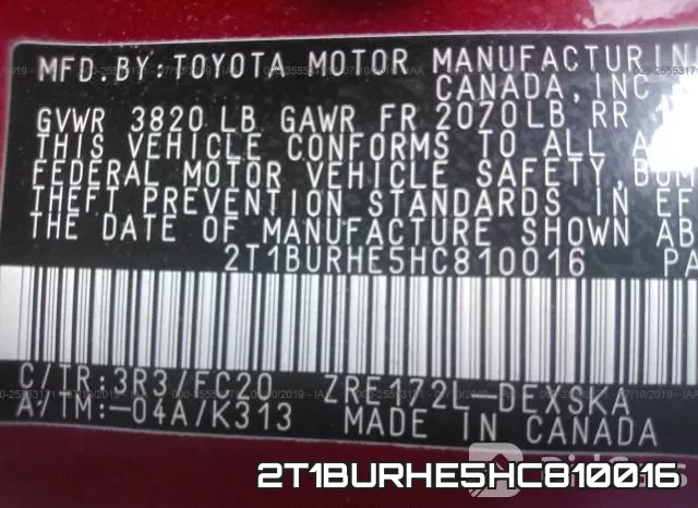 2T1BURHE5HC810016 фото 10