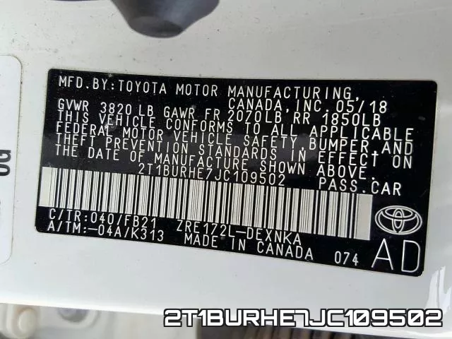 2T1BURHE7JC109502 фото 2