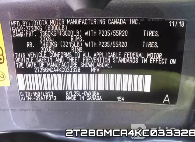 2T2BGMCA4KC033328 фото 10