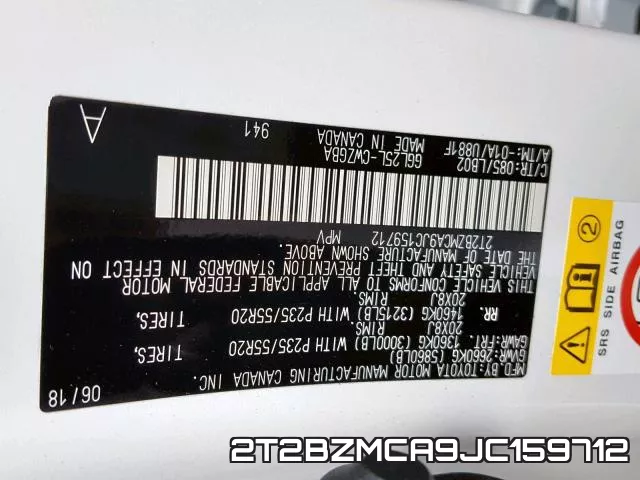 2T2BZMCA9JC159712 фото 2