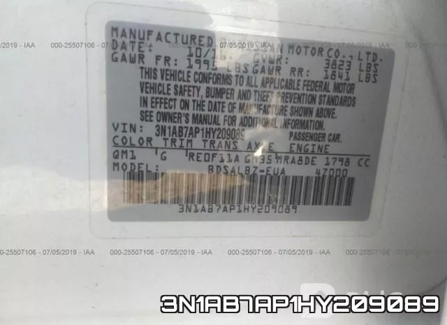 3N1AB7AP1HY209089 фото 10