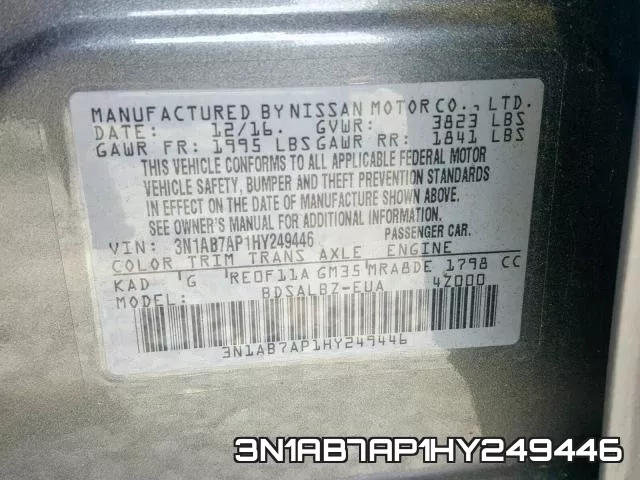 3N1AB7AP1HY249446 фото 2