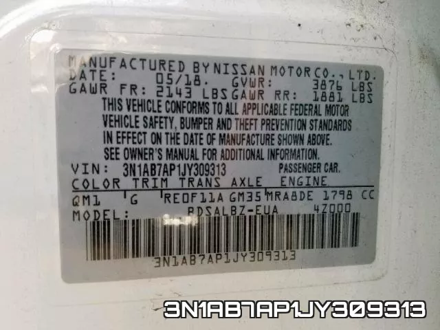 3N1AB7AP1JY309313 фото 2
