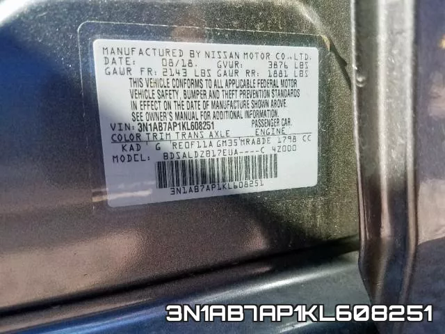 3N1AB7AP1KL608251 фото 2