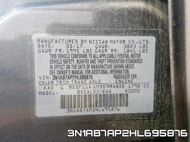 3N1AB7AP2HL695876 фото 2