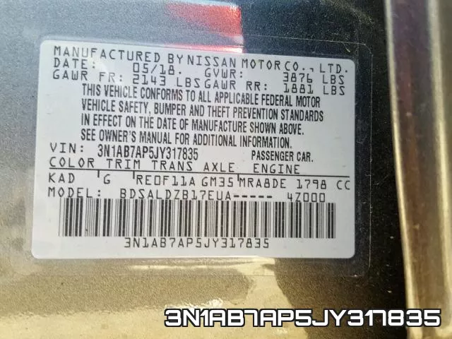 3N1AB7AP5JY317835 фото 2