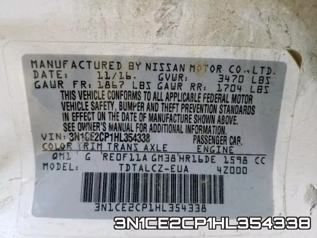 3N1CE2CP1HL354338 фото 2