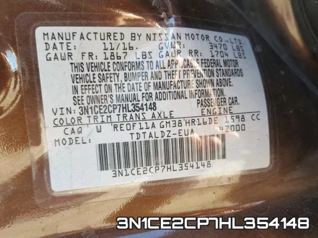 3N1CE2CP7HL354148 фото 2