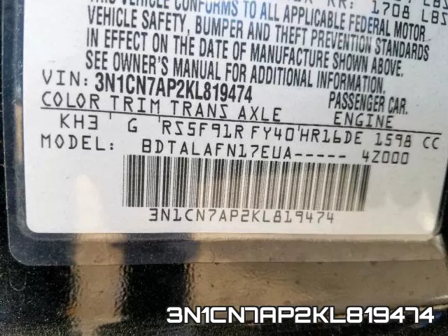3N1CN7AP2KL819474 фото 2