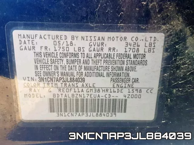 3N1CN7AP3JL884039 фото 2