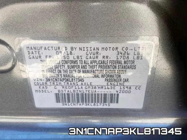 3N1CN7AP3KL817345 фото 2