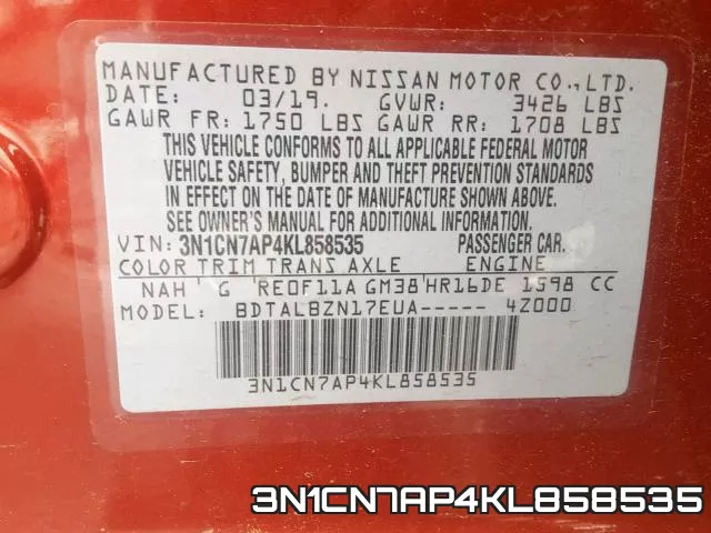 3N1CN7AP4KL858535 фото 2