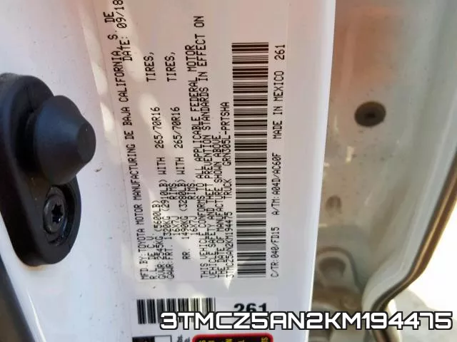 3TMCZ5AN2KM194475 фото 2