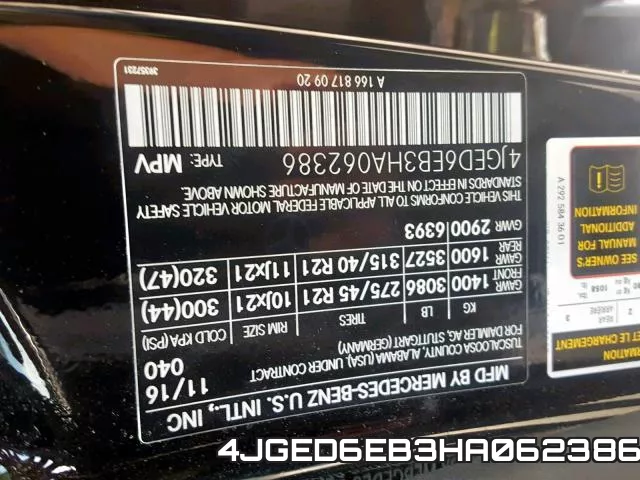 4JGED6EB3HA062386 фото 2