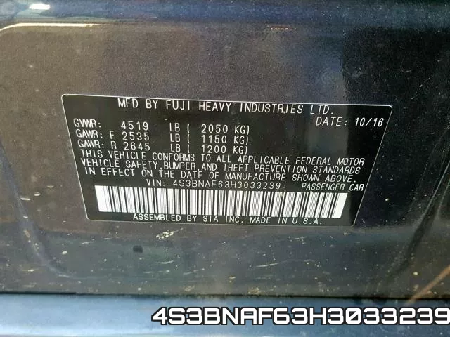 4S3BNAF63H3033239 фото 2