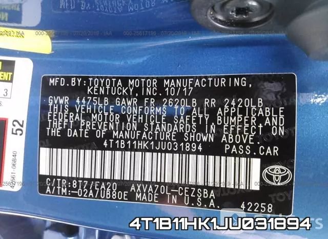 4T1B11HK1JU031894 фото 10