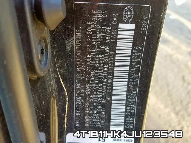 4T1B11HK4JU123548 фото 2