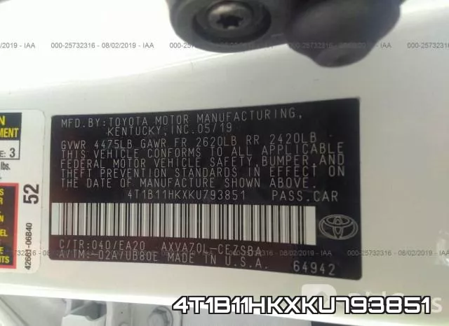 4T1B11HKXKU793851 фото 10