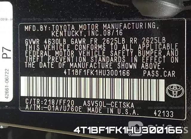 4T1BF1FK1HU300166 фото 10